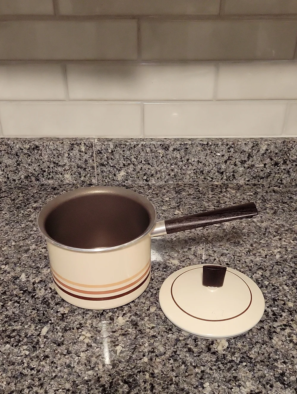 Vintage 70's West Bend Striped Enamel Saucepans w/Lids